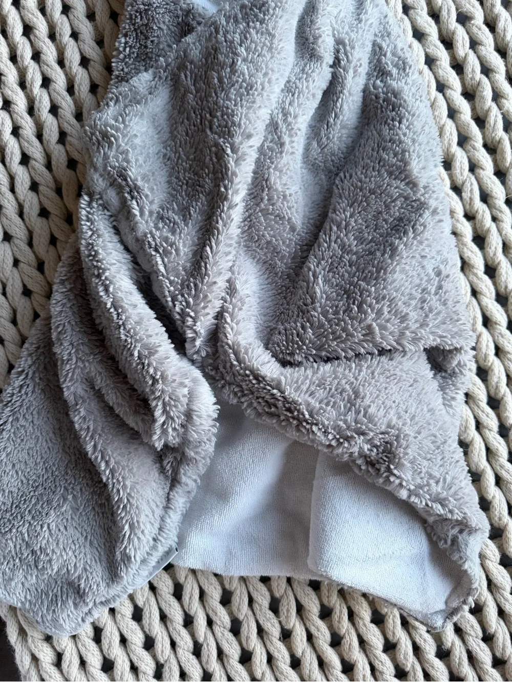 Pottery Barn Plush Hooded Baby Towel with Ears in Gray